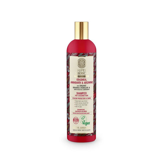 Farbschutzshampoo von EUROBIO LAB, 400 ml Flasche, für colorgeschütztes Haar, sichtbarer Shampoo-Container mit blauer Flüssigkeit
