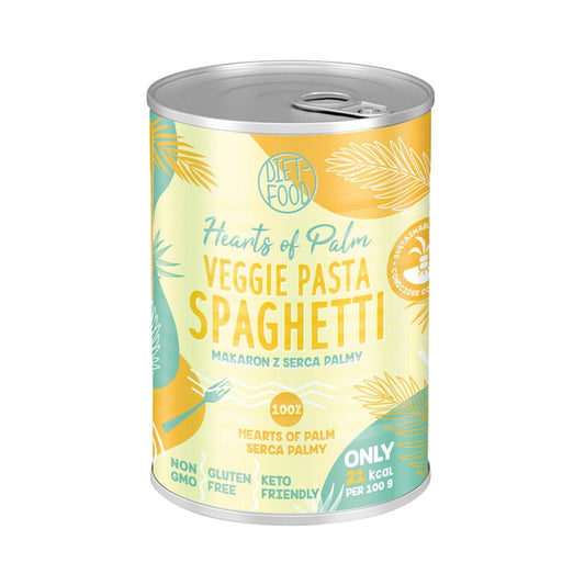 Spaghetti Palmherz Pasta von Mipama, 220 g, in einer Packung mit sichtbaren Spaghetti und Palmherz-Elementen.