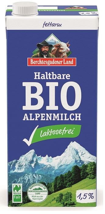 LAIT UHT À FAIBLE TENEUR EN LACTOSE (min.1,5% M.G.) BIO 1 L - BERCHTESGADENER LAND