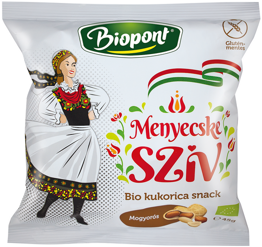 Maischips mit gerösteten Erdnüssen, glutenfrei und bio, in 45 g Packung, BIOPONT.