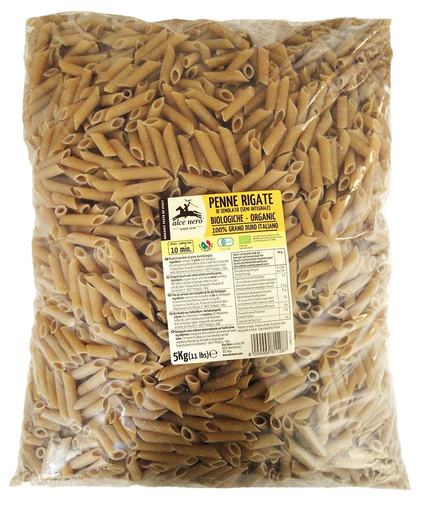 Nudeln (Vollkorngrieß) penne BIO 5 kg - HORECA ALCE NERO