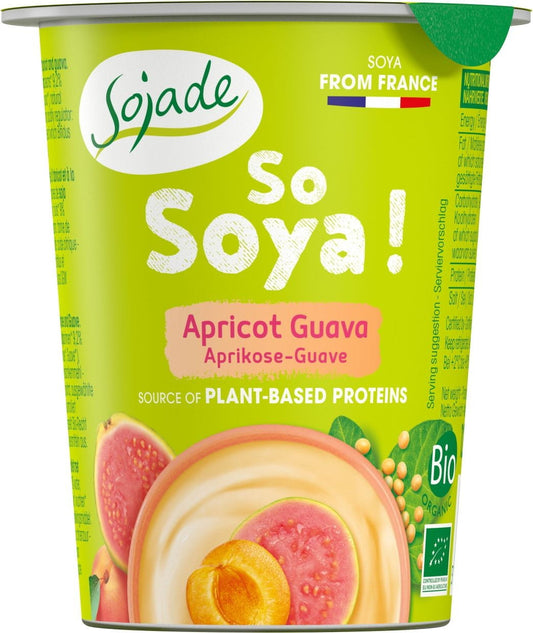 BIO Aprikosen- und Guaven-Sojaprodukt von SOJADE, glutenfrei, 125 g, cremige Fruchtmischung in natürlicher Verpackung