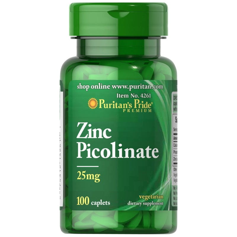 Zinkpicolinat 25mg, 100 Tabletten, PURITAN'S PRIDE, Nahrungsergänzungsmittel mit Zink in Tablettenform