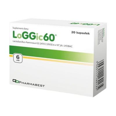 Loggic60 Lactobacillus rhamnosus gg 6bn 20 Kapseln PHARMABEST Huvudsaklig produktbild