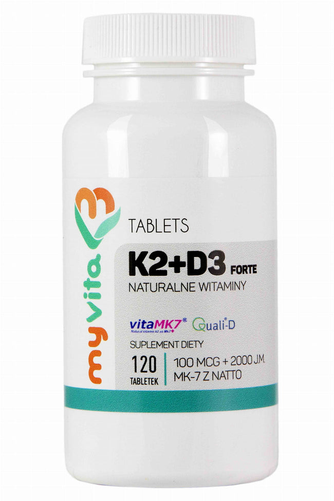 Vitamin K2 MK - 7 K2MK7 + D3 100mcg + 2000iu 120 Tabletten MYVITA Hover Image