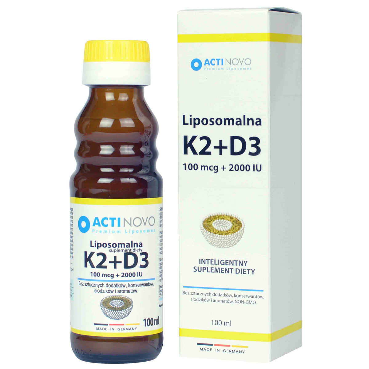 Liposomales Vitamin K2 + D3 100 mcg + 2000 IE 50 Portionen 100 ml - ACTINOVO